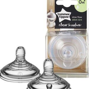 Tommee Tippee Closer To Nature Bottle Nipple Replacement Slow Flow 0m+ Lot of 2